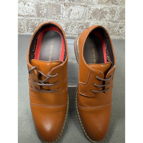 Bruno Marc Dress Shoes Mens Size 9 Brown Cap Toe Derby Oxford Lace Up Casual - Picture 2 of 8